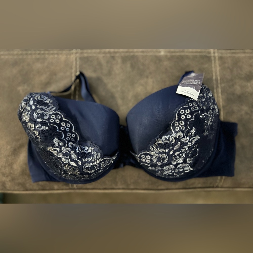 Navy with silver lace design Cacique 44DD